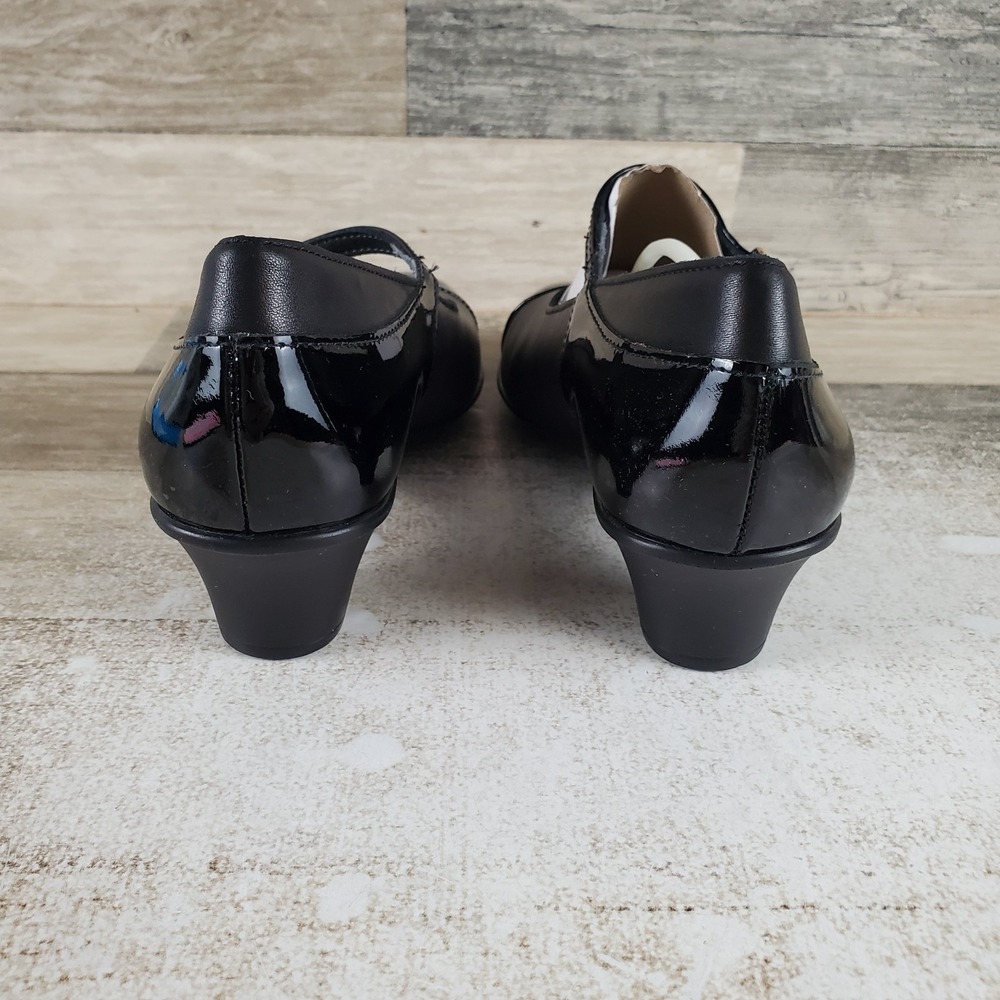 SAS Isabel Womens Mary Jane Heel Sz 6.5 W Black Patent Leather Buckle Round Toe - Picture 3 of 10